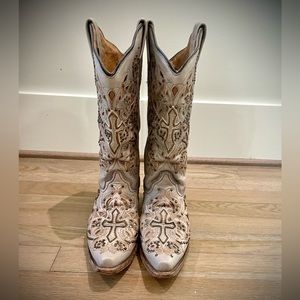 Corral taupe leather cowboy boots